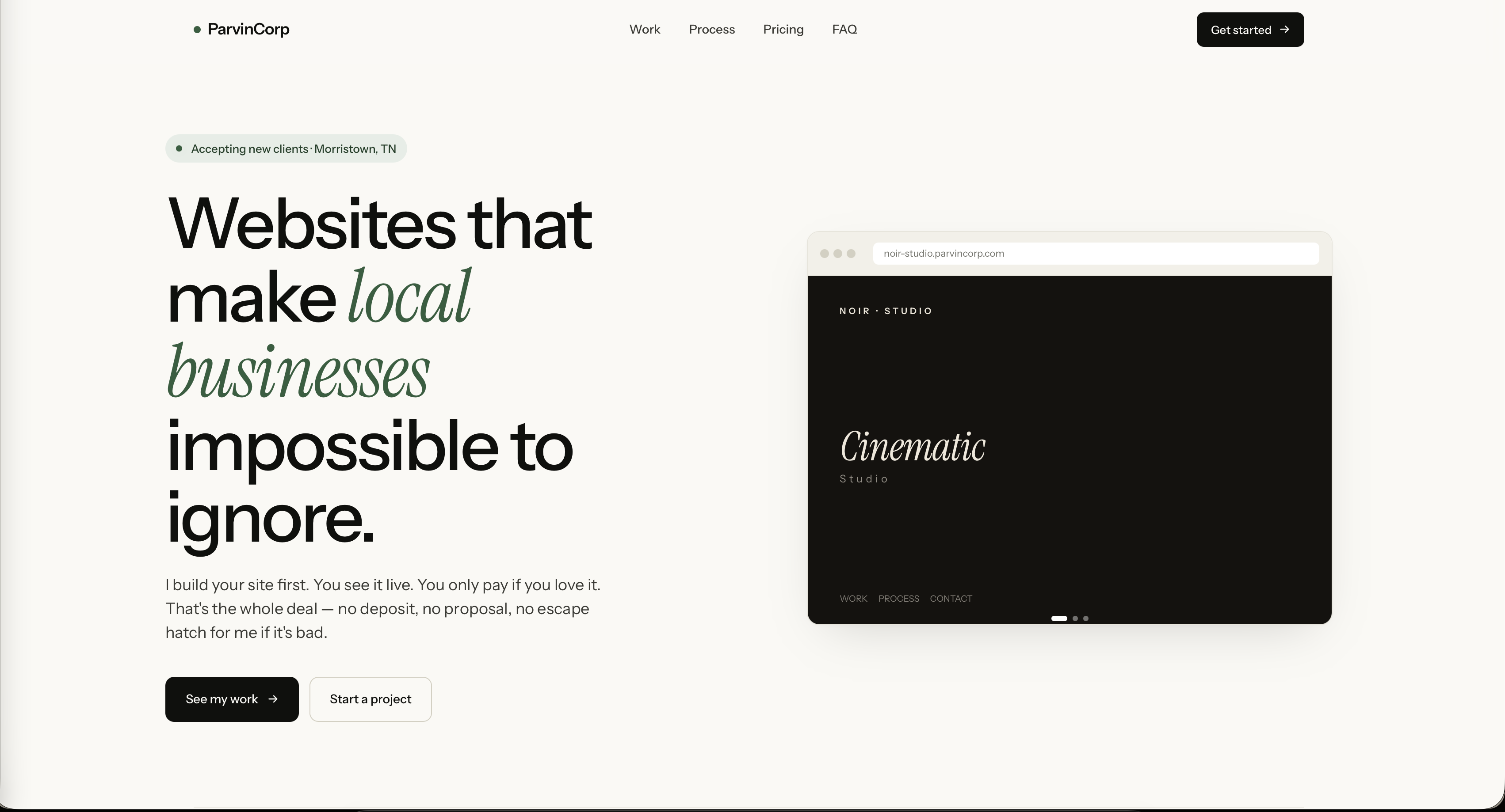 ParvinCorp.com home page